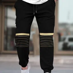 tripr Men Solid, Striped Black Track Pants-picture-11