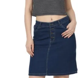 revella fashion Women Solid Straight Blue Skirt image 3