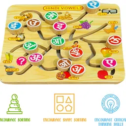 plus shine Wooden Missing Hindi Alphabet Maze Puzzle for Kids Maze Chase Board Games-picture-12