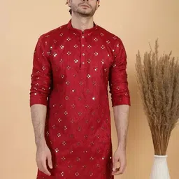 shivleela Men Embroidered Cotton Blend Straight Kurta-picture-10
