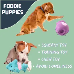 foodie puppies Latex Squeaky Toys Combo -(Blue Bull & Purple Elephant) for Small to Medium Dogs Rubber Chew Toy, Squeaky Toy, Training Aid, Fetch Toy For Dog image 4