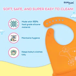 bumtum Silicone Baby Bib For Feeding & Weaning Babies Adjustable Neckline With Buttons image 2
