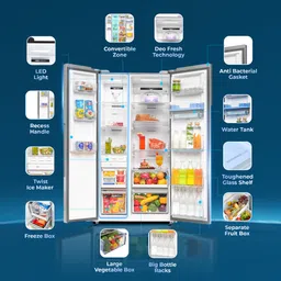 haier 596 L Frost Free Side by Side Convertible Refrigeratorwith Water Dispenser100% Convertible Fridge SpaceWi-FiDigital Control Panel360 Degree CoolingMagic Convertible ZoneExpert Inverter 2-Door image 5