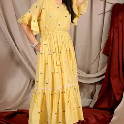 fabfinds Women A-line Yellow Maxi/Full Length Dress image 5