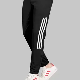 aaradh Pack of 2 Men Striped Black, Grey, White Track Pants image 3