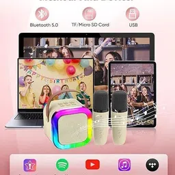 aapeshwar Mini-Karaoke Bluetooth Speaker with Microphone - Kids Music Singing Toys image 3