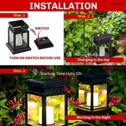 homehop Solar Lights For Garden Waterproof Candle Hanging Decorative Lantern For Home Post Light Outdoor Lamp image 4