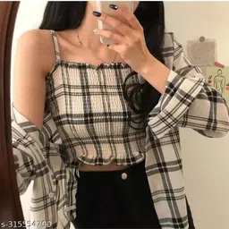 vashenterpris Women Regular Fit Checkered Spread Collar Casual Shirt image 1