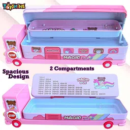 jotkaparkash KP_PinkPencilBox school bus print Art Metal Pencil Box image 2