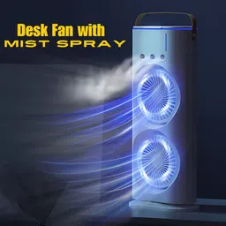 elevea USB Rechargeable Desk Double Ended Spray Water Misting Fan - 15 Years Warranty with 1 Year Warranty Tower Fan image 5