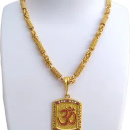 d d fashion New Om pandent with Holo chain for mens and boys. Gold-plated Alloy Pendant Set image 1