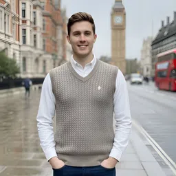 smile in life Men Solid V Neck Beige Sweater-picture-30