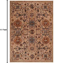 presto Beige Vintage Polyester 4 x 6 Feet Machine Made Carpet image 3