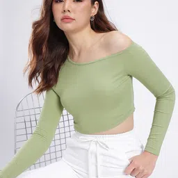 Casual Regular Sleeves Solid Women Green Top-image-24