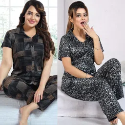 sidwa Women Night Suit Set Multicolor Printed-picture-16