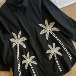 streetwardrobe Women Regular Fit Embroidered Button Down Collar Party Shirt image 2