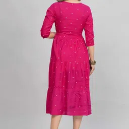 klothing Women Fit and Flare Maroon Midi/Calf Length Dress image 2