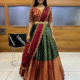 pinkbindi Self Design Semi Stitched Lehenga Choli image 1