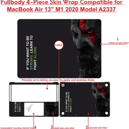 dzazner Fullbody 4 in 1 Precision Cut Laptop Skin Wrap (Top, Bottom, Around Keyboard, Trackpad Protector) Decal Vinyl Sticker Compatible for MacBook Air 13 Inch M1 2020, Model A2337 - Strong Alone Self Adhesive Vinyl Laptop Decal 13 image 5