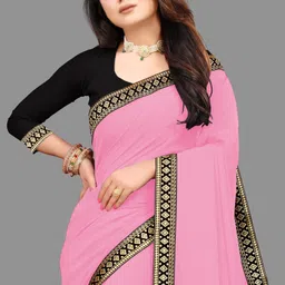 sadika Solid/Plain, Embellished Bollywood Georgette, Chiffon Saree-picture-22