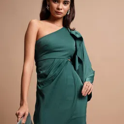 tokyo talkies Women Skater Green Above Knee/Mid Thigh Length Dress-picture-20