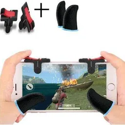 WILDBRAIN Combo Pack of Touch smoothly Run Blue Finger Sleeve Cap and Fastest Firing sensored Trigger for Sweat Breathable Full Touch Screen to Mobile pubg/Call Off Duty/Free fire Game Trigger For IOS Android Joystick-image-26