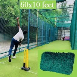 blumax Cricket Practice Net – 60 × 10 ft (Green) – Heavy Duty Nylon Cricket Net-picture-35