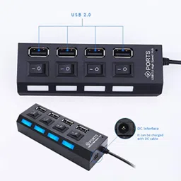 DRUMSTONE 4-Port USB 2.0 Hub with On/Off Switches Camera Sync Terminal Adapter image 4