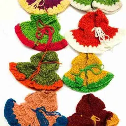 Size0 (4inch) woolen winter posahak handmade by village women's laddu gopal krishna kanha dress (wool) Dress-image-30