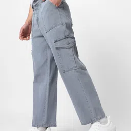 urbano fashion . Men Loose Fit Mid Rise Grey Jeans image 2