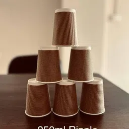 platespl Pack of 25 Paper Plate Spl 25 Pieces Ripple Paper Cup For Hot Coffee (250 Ml , Paper , Brown) image 3