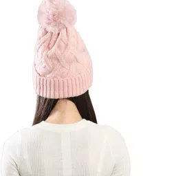 frackson Solid, Woven, Self Design Beanie image 3