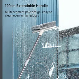 dipzon villa 2 in 1 Tile Cleaning Brush Bathroom Floor Scrub Wiper with Long Handle Wiper Microfibre Wet and Dry Brush image 2