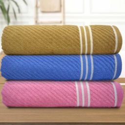 athom living Multicolor Cotton Solid 500 GSM Bath Towels (Pack of 3)-picture-14