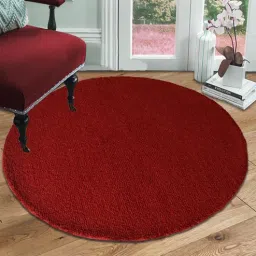 the home talk Red Solid Wool 3 ft x 3 ft Hand Woven Round Carpet-picture-34