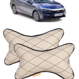 autofit Beige, Black Leather Car Pillow Cushion for Honda image 1