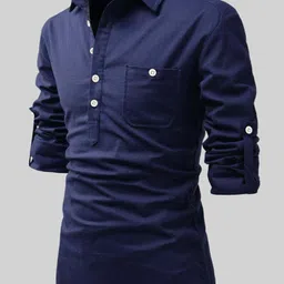 yugnik Men Solid Pure Cotton A-line Kurta image 1