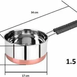 drunna Stainless Steel Copper Bottom Sauce Pan/Milk PAN/Tea PAN/Tapeli/Patila/Bhagona 3 pcs Combo Set Capacity:- 1, 1.5, 2 Liter Sauce Pan 10 cm, 11 cm, 12 cm Diameter (Stainless Steel) Sauce Pan 12 cm diameter with Lid 2 L, 1.5 L, 1 L capacity image 3