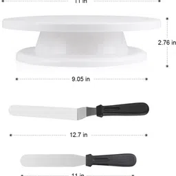 greenstone XACTN bakeware Set Cake Turntable, Round Cake Mould Set of 3, Measuring Cup & Spoon Set of 8, 12 pc Cake Decorating Nozzle with Silicon Piping Bag, Set of 2 Icing Spatula, 3 pcs Scrapper & brush spatula Kitchen Tool Set image 2