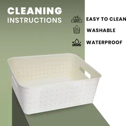 richcraft Plastic Storage Basket Set of 2 - White Multipurpose Home Organizer Storage Basket image 5