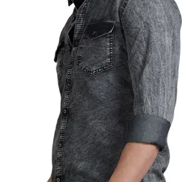 cazzba Men Regular Fit Washed Spread Collar Casual Shirt image 3