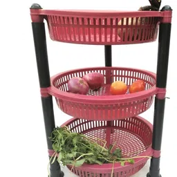 kogent enterprises 3 Layer Trolley Onion ,Potato Stand for Kitchen Fruit Vegetable Stand Storage Plastic Kitchen Trolley-picture-28