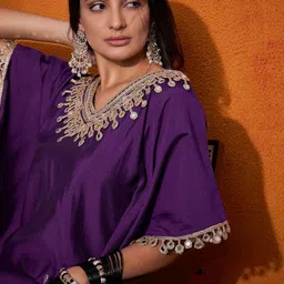 sharara creation Embellished Silk Blend Women Kaftan image 5