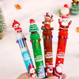 kidszeenie Christmas Ballpoint Pen | 10 Color Retractable Ballpen With 3D Topper Ball Pen image 2