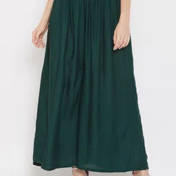 kanjilal Women Flared Dark Green Viscose Rayon Trousers-picture-13