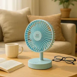 renmax Rechargeable Mini Table Fan 611 3-Speed Dual Battery 90 degree tilt with 1 Months Warranty 140 mm Table Fan image 5