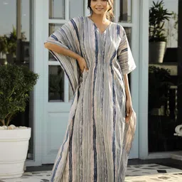 sanskrutihomes Striped Pure Cotton Women Kaftan-picture-20