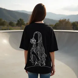 rodzen Women Printed Round Neck Cotton Blend Black T-Shirt image 2