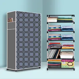 trilllium Bedroom – 6 Shelf Foldable Almirah, Portable Clothes Storage Rack for Home PP Collapsible Wardrobe-picture-11