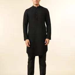 Men Self Design Cotton Blend Straight Kurta-image-34